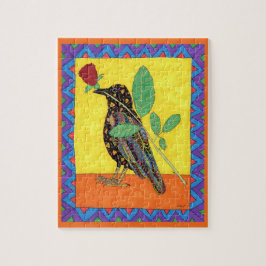 Colorful Oaxacan Crow & Roos Mexican Folk Art Legpuzzel