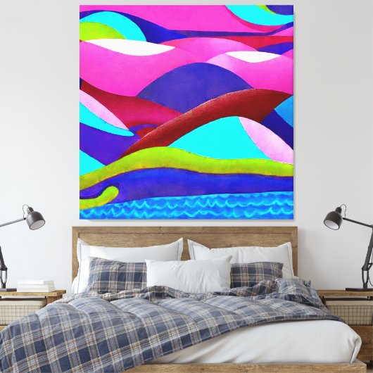 Colorful Ocean Hills Canvas Afdruk (Insitu (Slaapkamer))