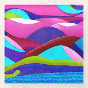 Colorful Ocean Hills Glazen Onderzetter