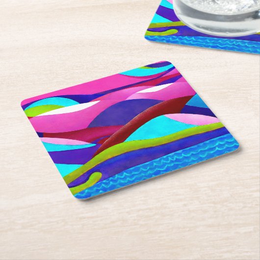 Colorful Ocean Hills Kartonnen Onderzetters (Schuin)