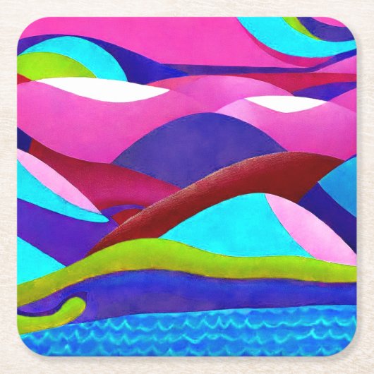 Colorful Ocean Hills Kartonnen Onderzetters (Voorkant)