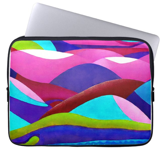 Colorful Ocean Hills Laptop Sleeve (Voorkant)
