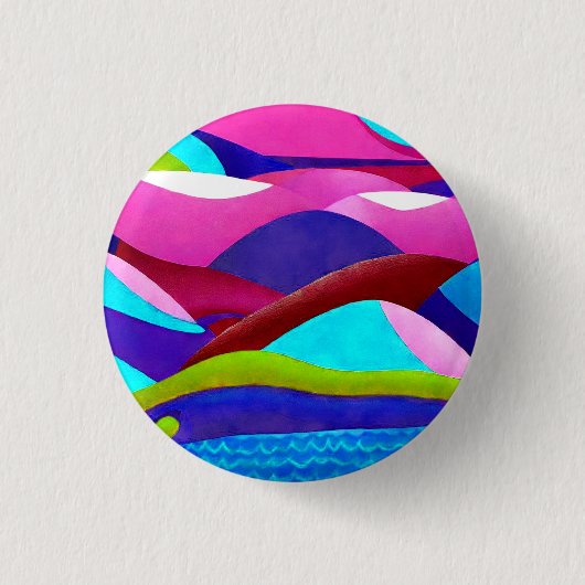 Colorful Ocean Hills Ronde Button 3,2 Cm (Voorkant)
