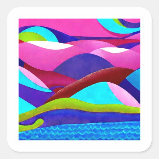 Colorful Ocean Hills Vierkante Sticker (Voorkant)