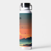 Colorful Ocean Sunset Waterfles (Achterkant)