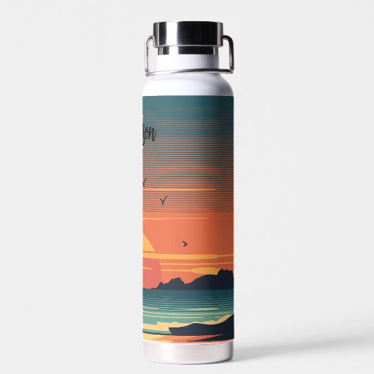 Colorful Ocean Sunset Waterfles (Achterkant)