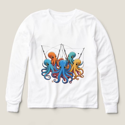 Colorful Octopus Crew – Kids’ Long Sleeve Tee (Voorkant)