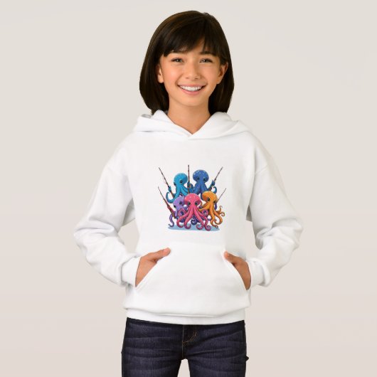 Colorful Octopus Fishing – Kids’ Hoodie (Voorkant volledig)