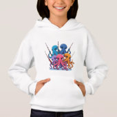 Colorful Octopus Fishing – Kids’ Hoodie (Voorkant)