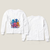 Colorful Octopus Fishing – Kids’ Long Sleeve Tee (Voorkant /achterkant)