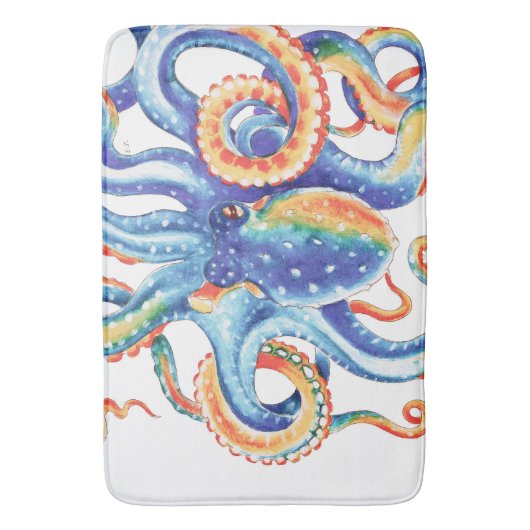 Colorful Octopus Waterverf Art Badmat (Voorkant Verticaal)