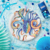 Colorful Octopus Waterverf Art Papieren Bordje (Feest)