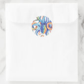 Colorful Octopus Waterverf Art Ronde Sticker (Tas)