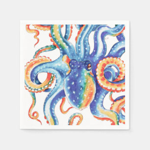 Colorful Octopus Waterverf Art Servet