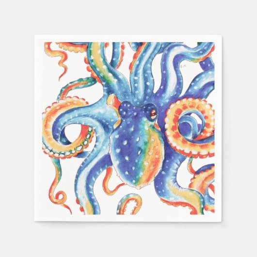 Colorful Octopus Waterverf Art Servet (Voorkant)