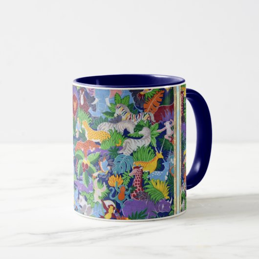 Colorful Oerwoud Animals Two-Tone koffie Mok (Voorkant rechts)