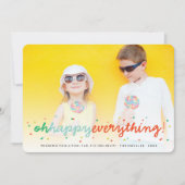 Colorful Oh Happy Alles Confetti Fun Foto Feestdagenkaart (Voorkant)