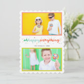 Colorful Oh Happy Alles Stippen 2 Foto Collage Feestdagenkaart (Staand voorkant)