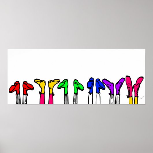 Colorful Old Fashioned Shoes Tekening Poster (Voorkant)