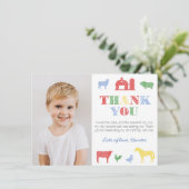 Colorful Old MacDonald Boerderij Birthday Party Af Bedankkaart (Staand voorkant)