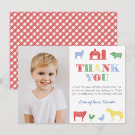 Colorful Old MacDonald Boerderij Birthday Party Af Bedankkaart