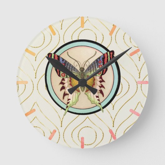 Colorful Old World Butterfly Ronde Klok (Voorkant)