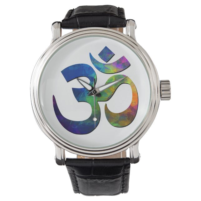 Colorful Om Yoga Symbols Horloge (Voorkant)