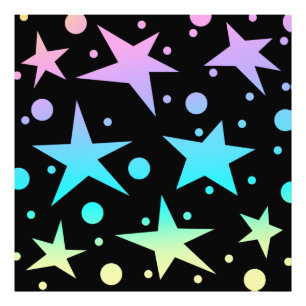Colorful Ombre Stars en Polka Dots Collectie Foto Afdruk