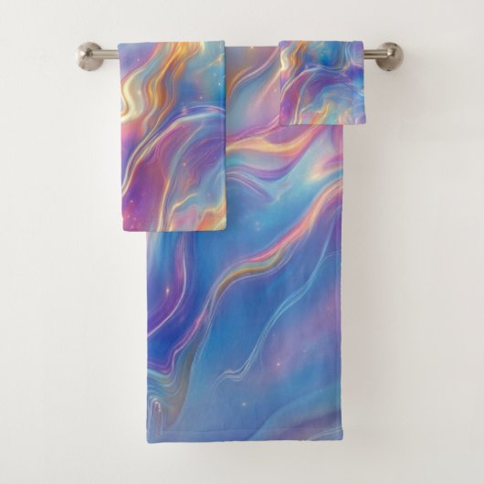 Colorful opal swirly flowing marble texture bad handdoek (Insitu)