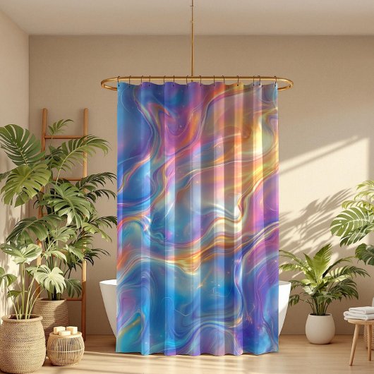Colorful opal swirly flowing marble texture douchegordijn