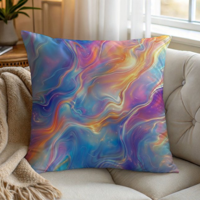 Colorful opal swirly flowing marble texture kussen (Creator heeft geüpload)
