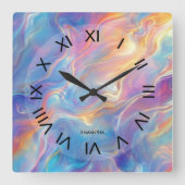 Colorful opal swirly flowing marble texture vierkante klok (Voorkant)