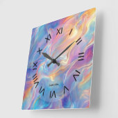 Colorful opal swirly flowing marble texture vierkante klok (Hoek)