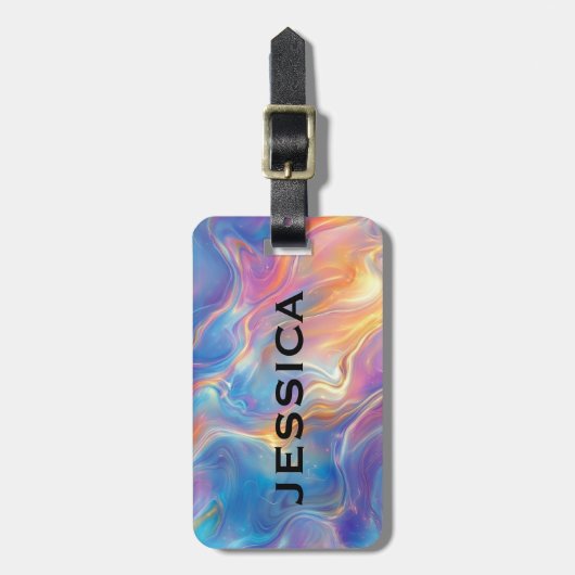Colorful Opal swirly Marble texture Bagagelabel (Voorkant verticaal)