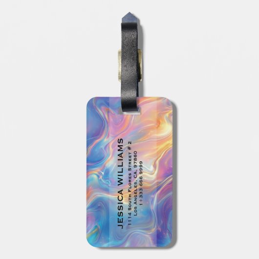 Colorful Opal swirly Marble texture Bagagelabel (Achterkant verticaal)