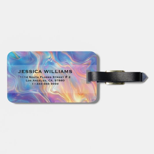 Colorful Opal swirly Marble texture Bagagelabel (Achterkant horizontaal)