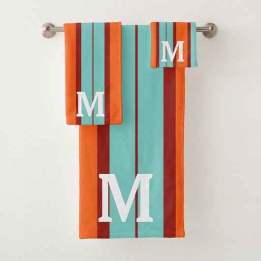 colorful orange &red  blue initial monogram bad handdoek (Insitu)