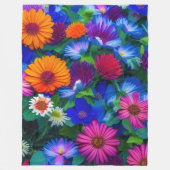Colorful Oranje Blue and Red Flowers Fleece Deken (Voorkant)