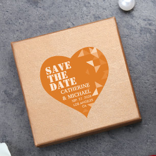 Colorful Oranje Geometric Wedding Save the Date Hart Sticker