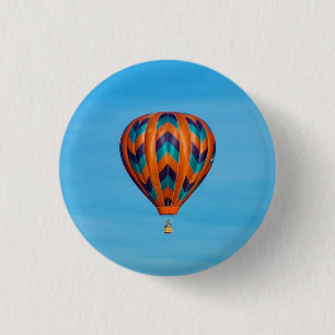 Colorful Oranje Hot Air Ballon Foto Ronde Button 3,2 Cm