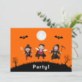 Colorful Oranje Jumping Halloween Kinder Partij Kaart (Staand voorkant)