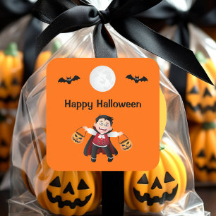 Colorful Oranje Jumping Halloween Kinder Partij Vierkante Sticker