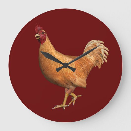 Colorful Oranje Rooster Grote Klok (Voorkant)