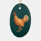 Colorful Oranje Rooster Keramisch Ornament (Links)