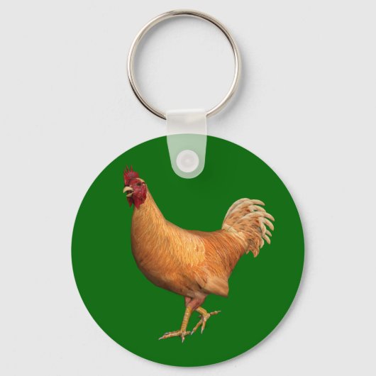 Colorful Oranje Rooster Sleutelhanger (Voorkant)