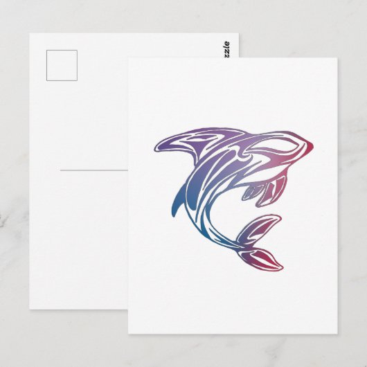 Colorful Orca Whale Tattoo Briefkaart (Voorkant / Achterkant)