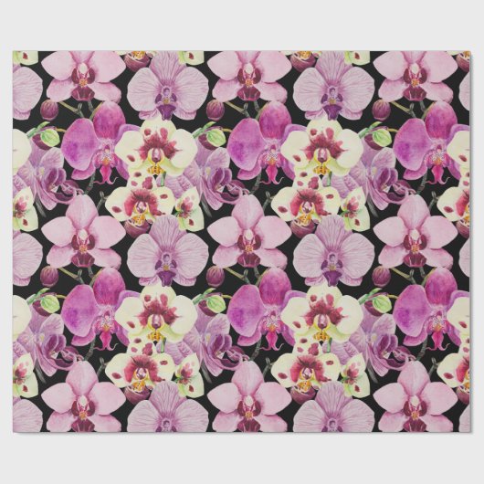 Colorful Orchid Flower Pattern Cadeaupapier (Vlak)