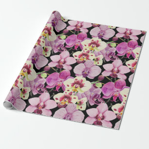 Colorful Orchid Flower Pattern Cadeaupapier