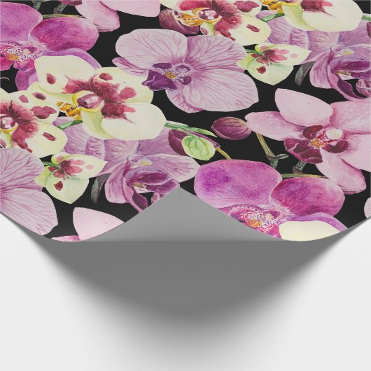 Colorful Orchid Flower Pattern Cadeaupapier (Hoek)