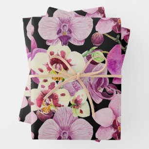 Colorful Orchid Flower Pattern Inpakpapier Vel